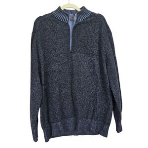 Raffi Mens Wool Cashmere Blend Sweater XL Quarter Zip Pullover Gray Blue Luxury‎